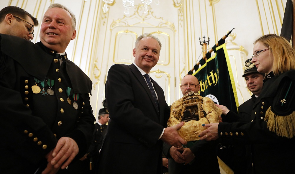 Andrej Kiska prijal baníkov v Prezidentskom paláci