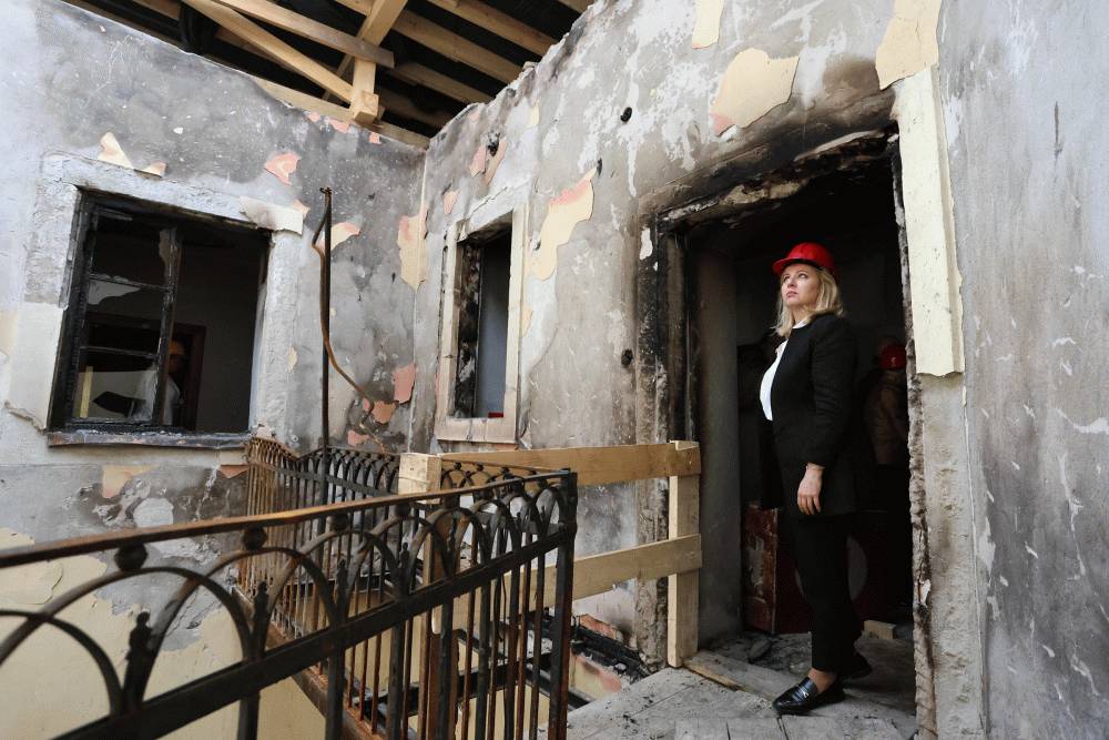 Prezidentka navštívila v B. Štiavnici miesta zničené požiarom