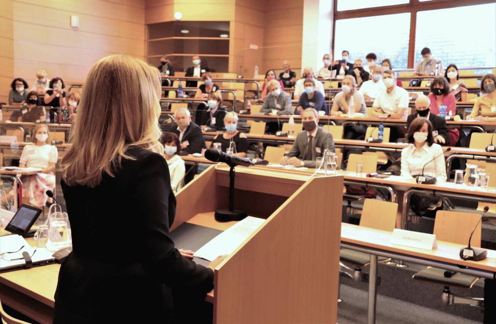 The president gave a speech at a conference for lawyers in Kroměříž